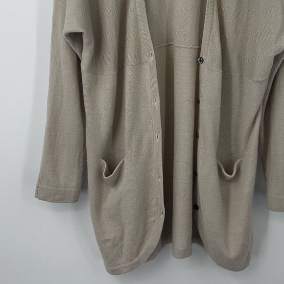 Tibi Cashmere Wool Cream Long Ling Cardigan Sweater Jeweled Shoulders XS | M107 - Picture 5 of 11